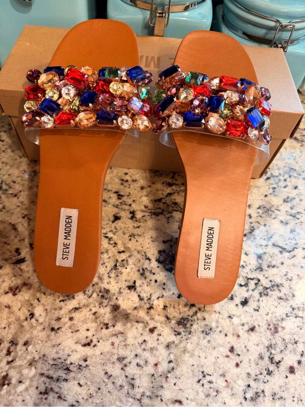 Steve Madden Brionna Crystal Embellished Slide Sandals 8.5 M